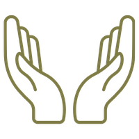 Line drawing icon of hands outward stretched