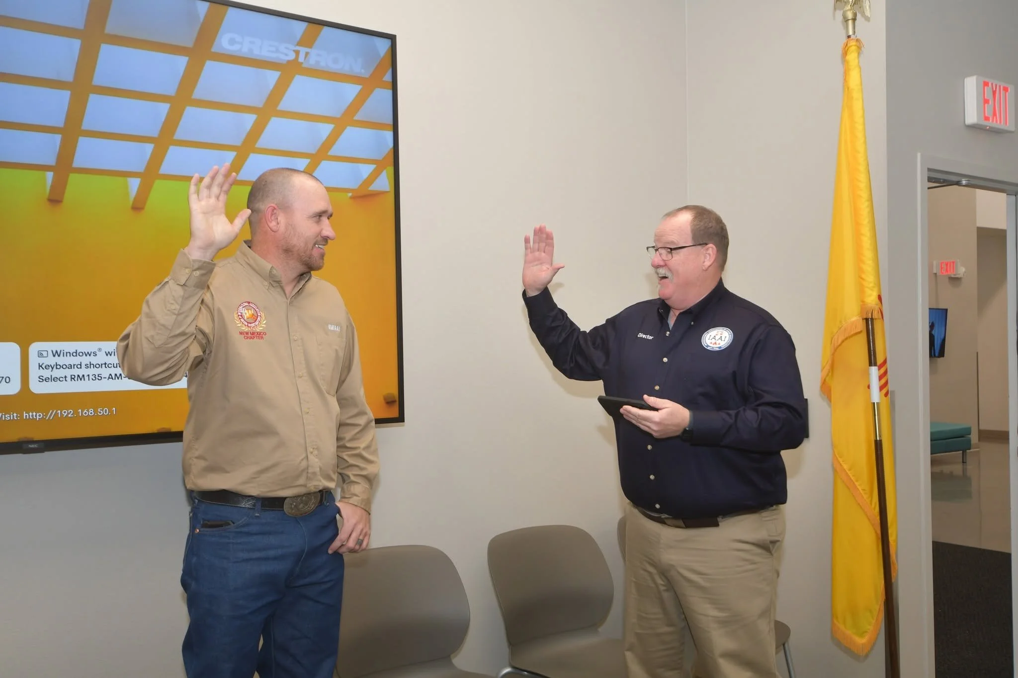 William Skaggs being sworn in as the president of the New Mexico Chapter of the International Association of Arson Investigators.