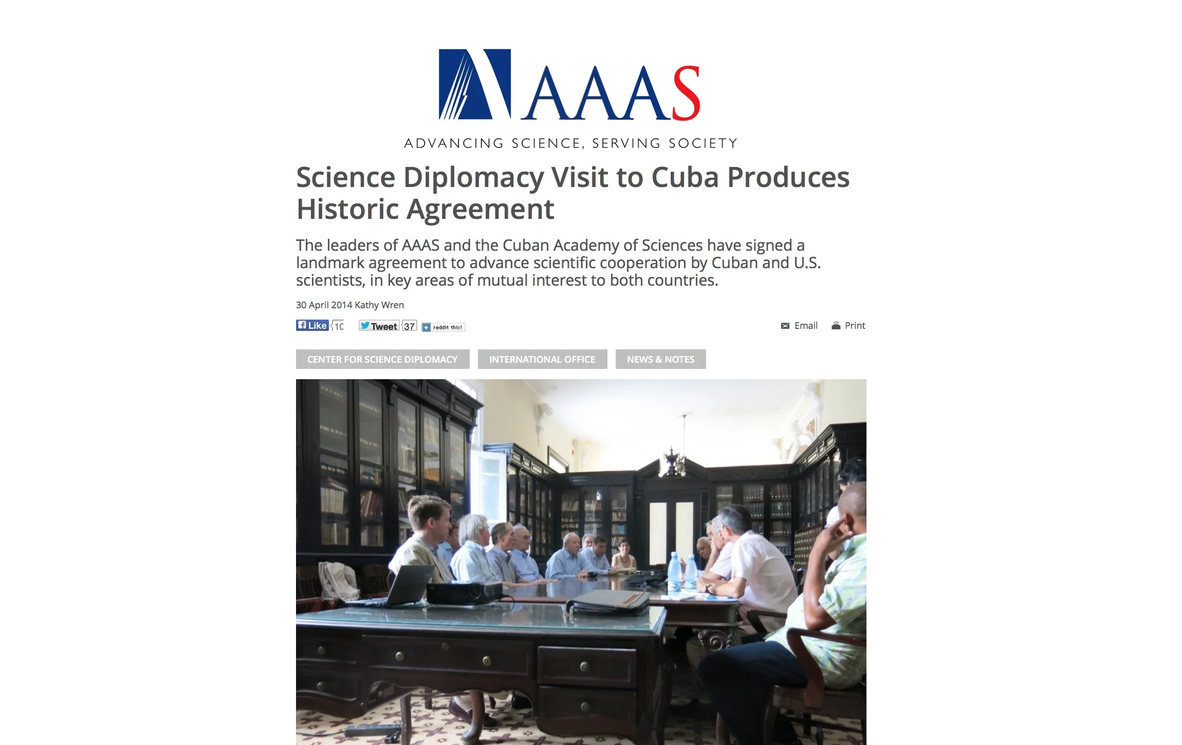 Science Diplomacy Visit to Cuba Produces Historic Agreement