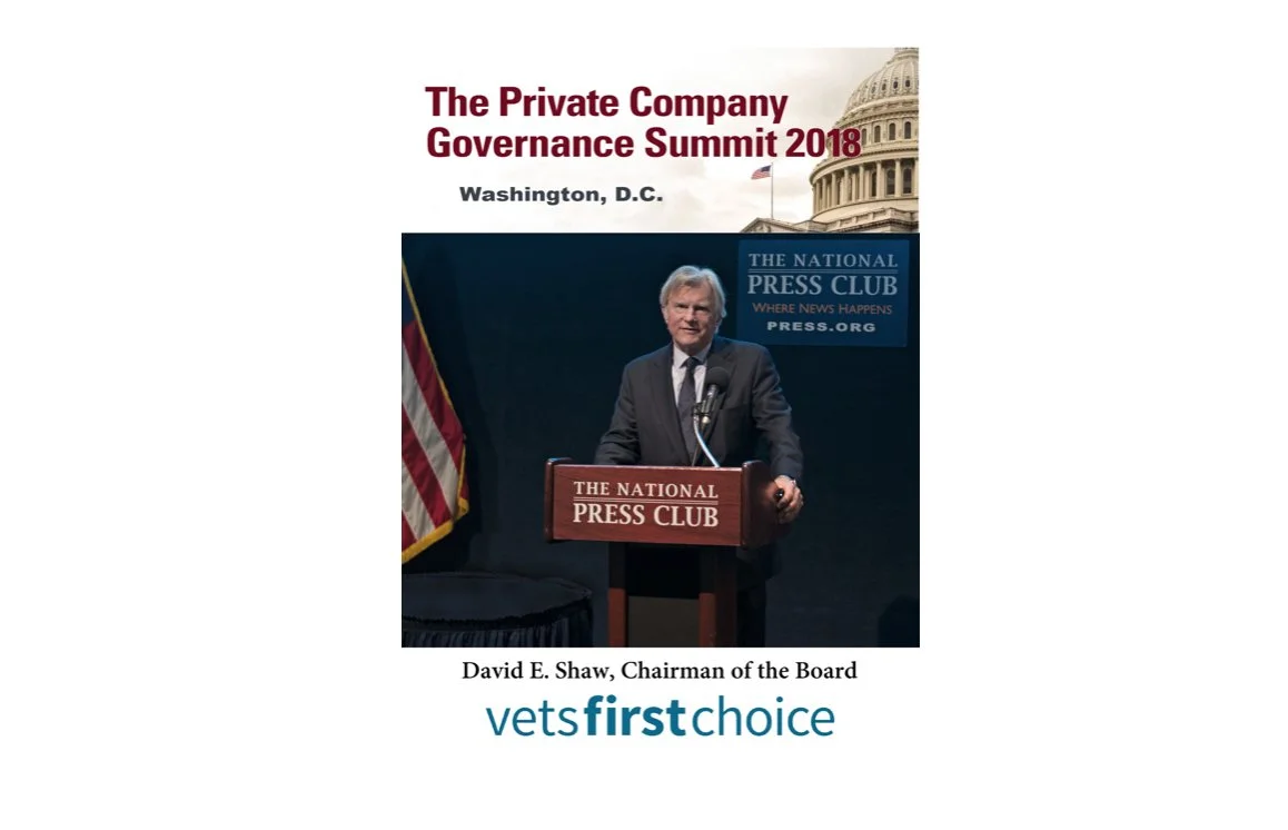 David Shaw accepts governance award for Vets First Choice
