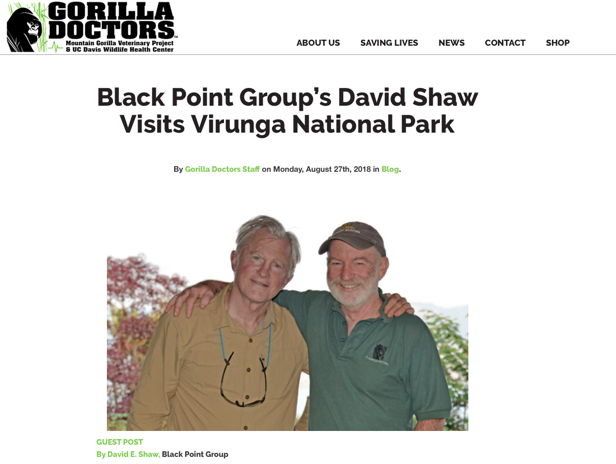 David Shaw guest blog and film featured on Gorilla Doctors website