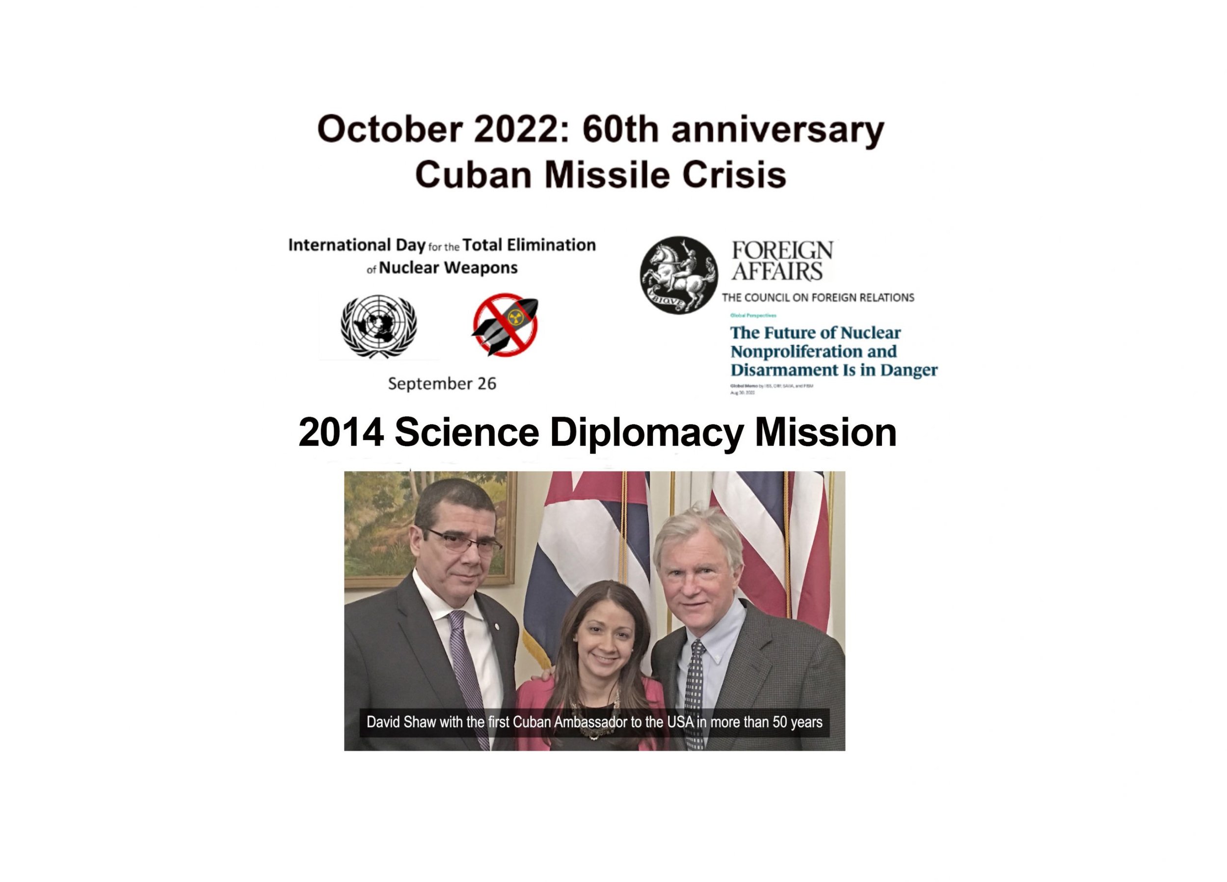 Cuba Science Diplomacy Mission and 60th Anniversary of Cuban Missile Crisis