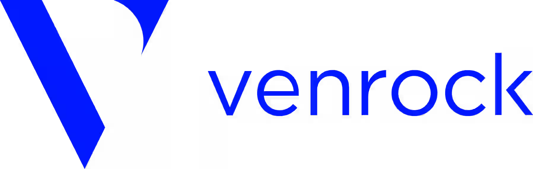 A logo with a stylized purple and pink flame, the word 'venrock' in lowercase blue letters.