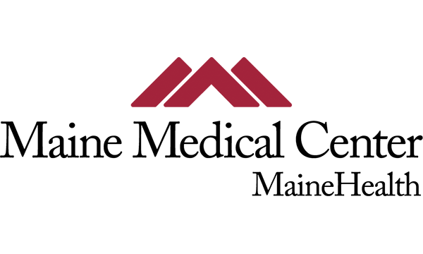 Logo with a stylized letter M in maroon and black.