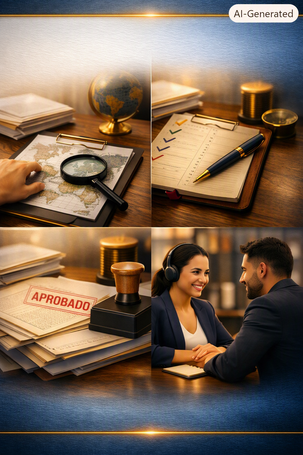 Escenario de trabajo con mapas, documentos, y herramientas de oficina, con una interacción positiva entre un hombre y una mujer en un ambiente profesional.