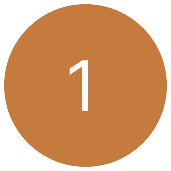 A brown circular icon with a white number one in the center.