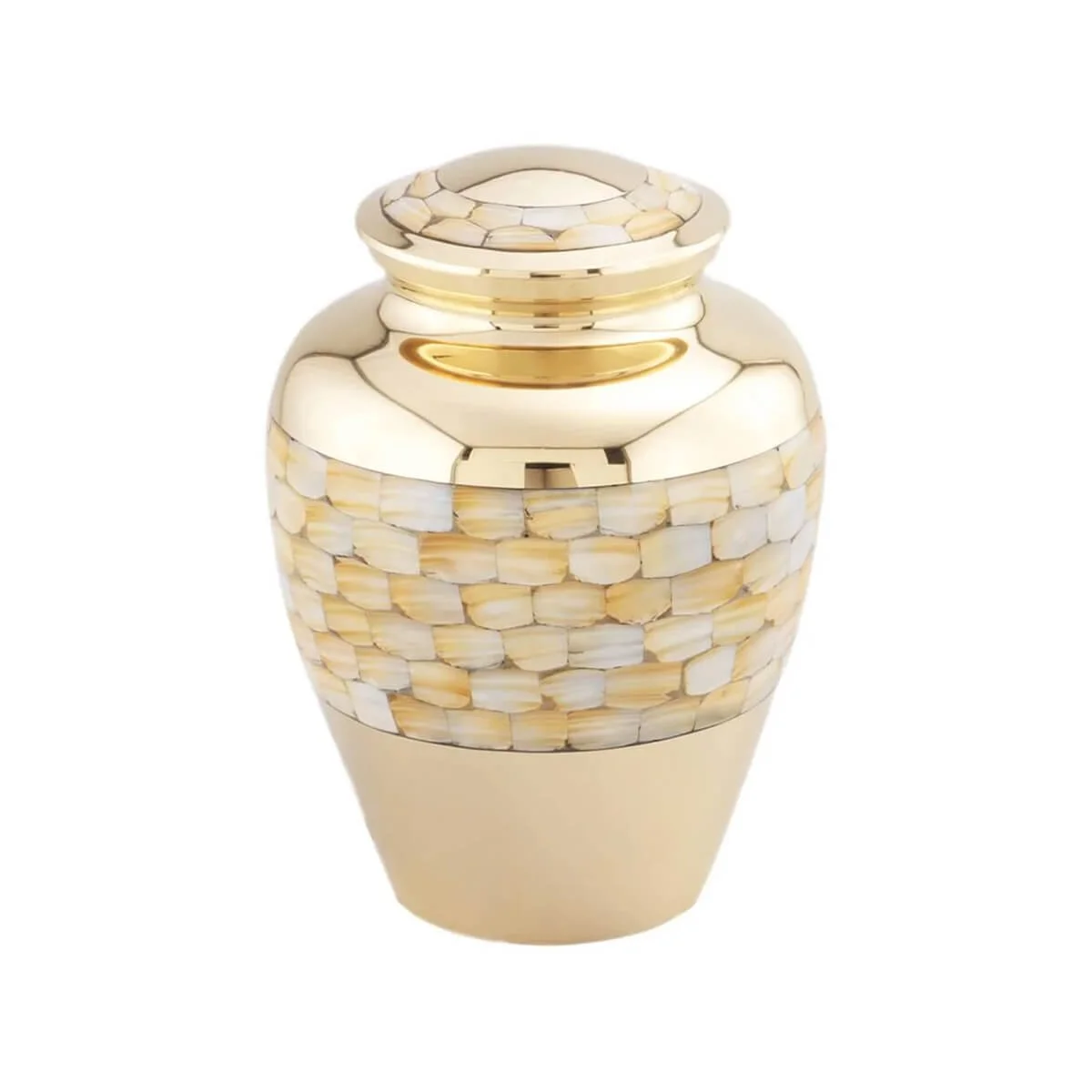 Mother of Pearl Metal Urn