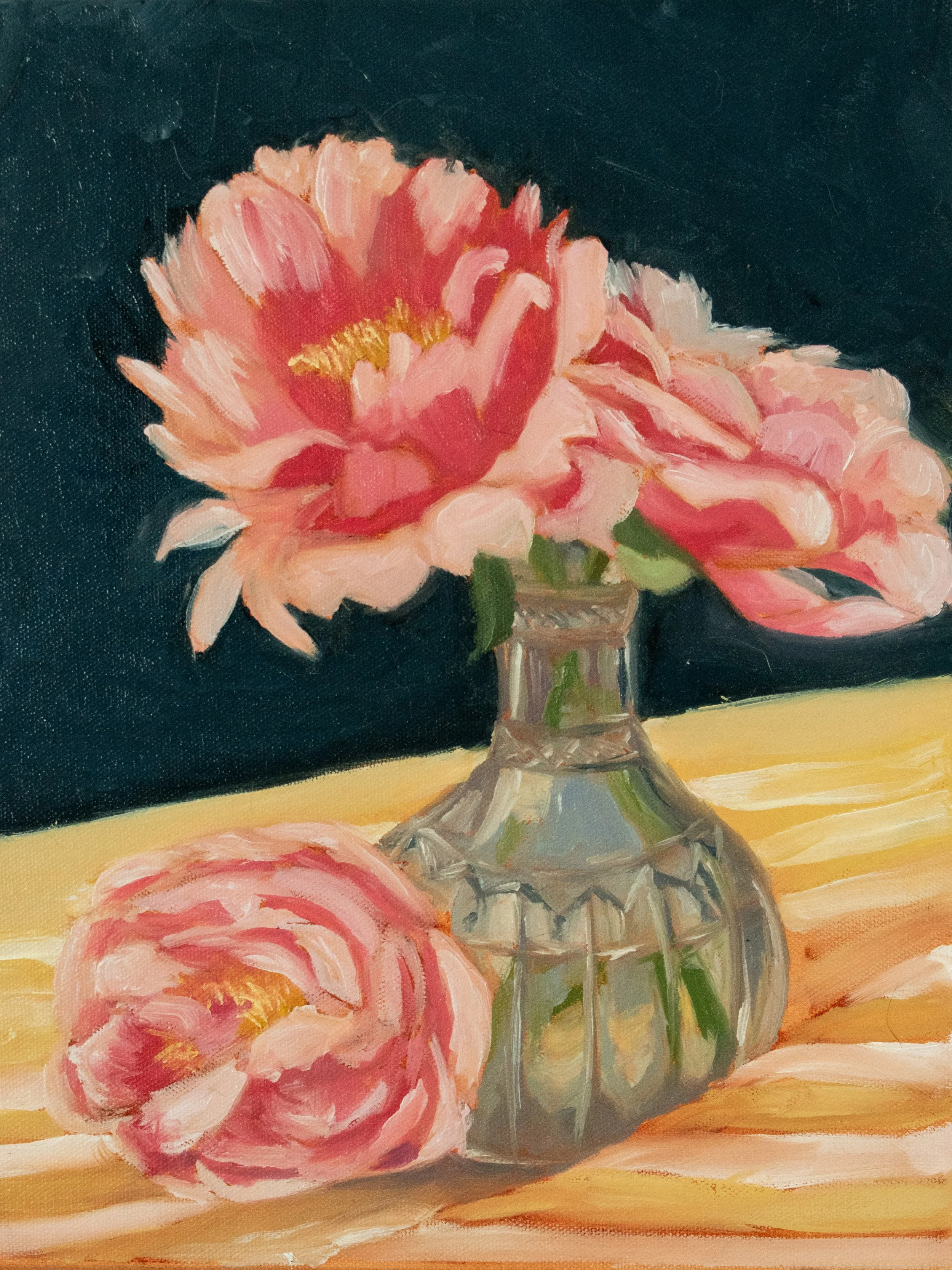 Peonies in Bloom - 11" × 14" - Oil on Canvas