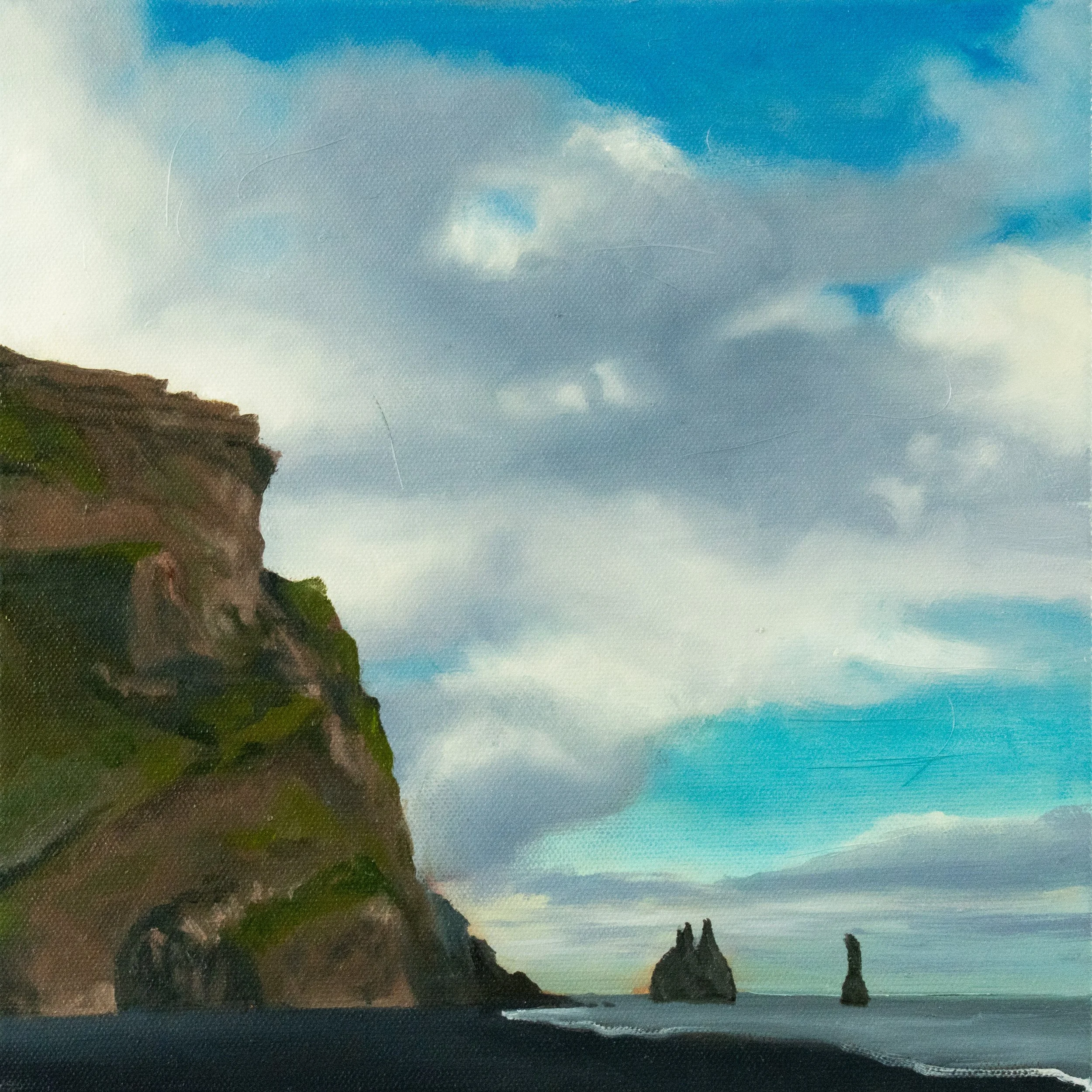 Reynisfjara Beach, Iceland - 10" × 10" - Oil on Canvas