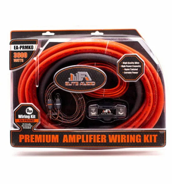Elite Audio EA-PRMK0 0 Gauge Amp Wiring Kit – Premium CCA Complete Installation Kit for Car Amplifiers