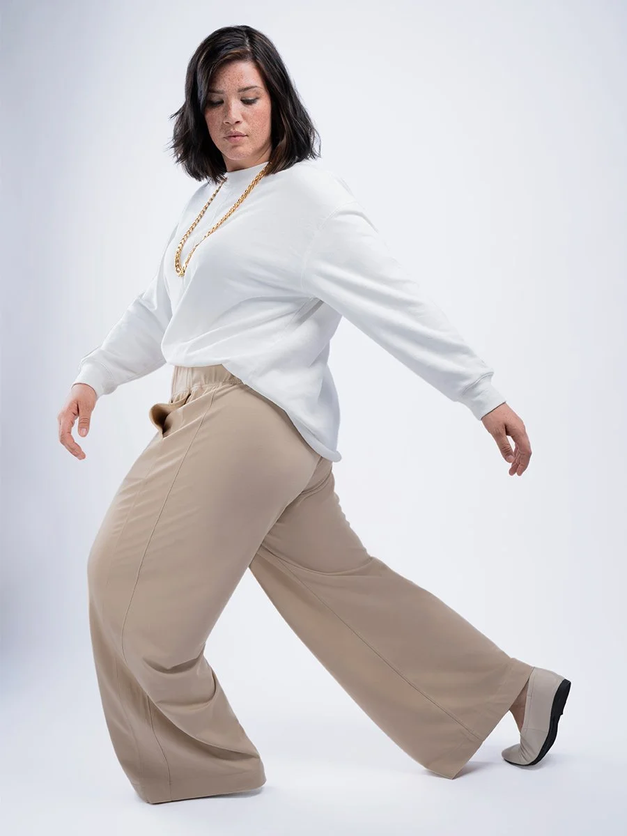 See Rose Go premium plus-size women's fashion by Yi Zhou NYC best fit khaki wide leg pant