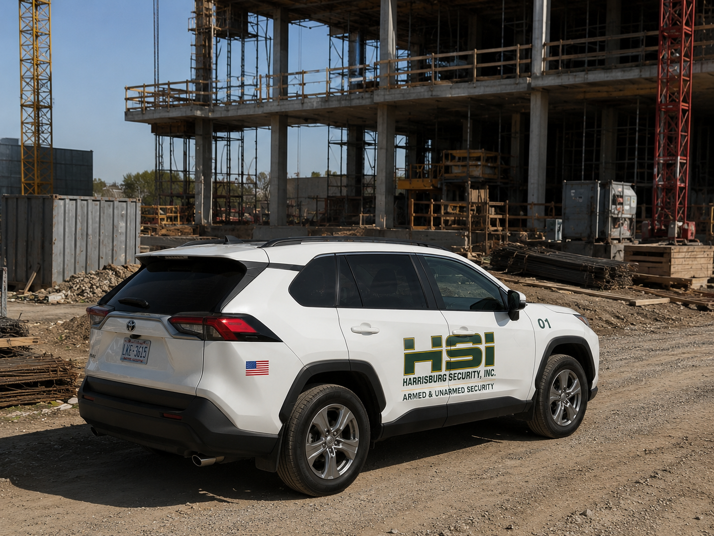 Harrisburg Security Patrol Car at Construction Site