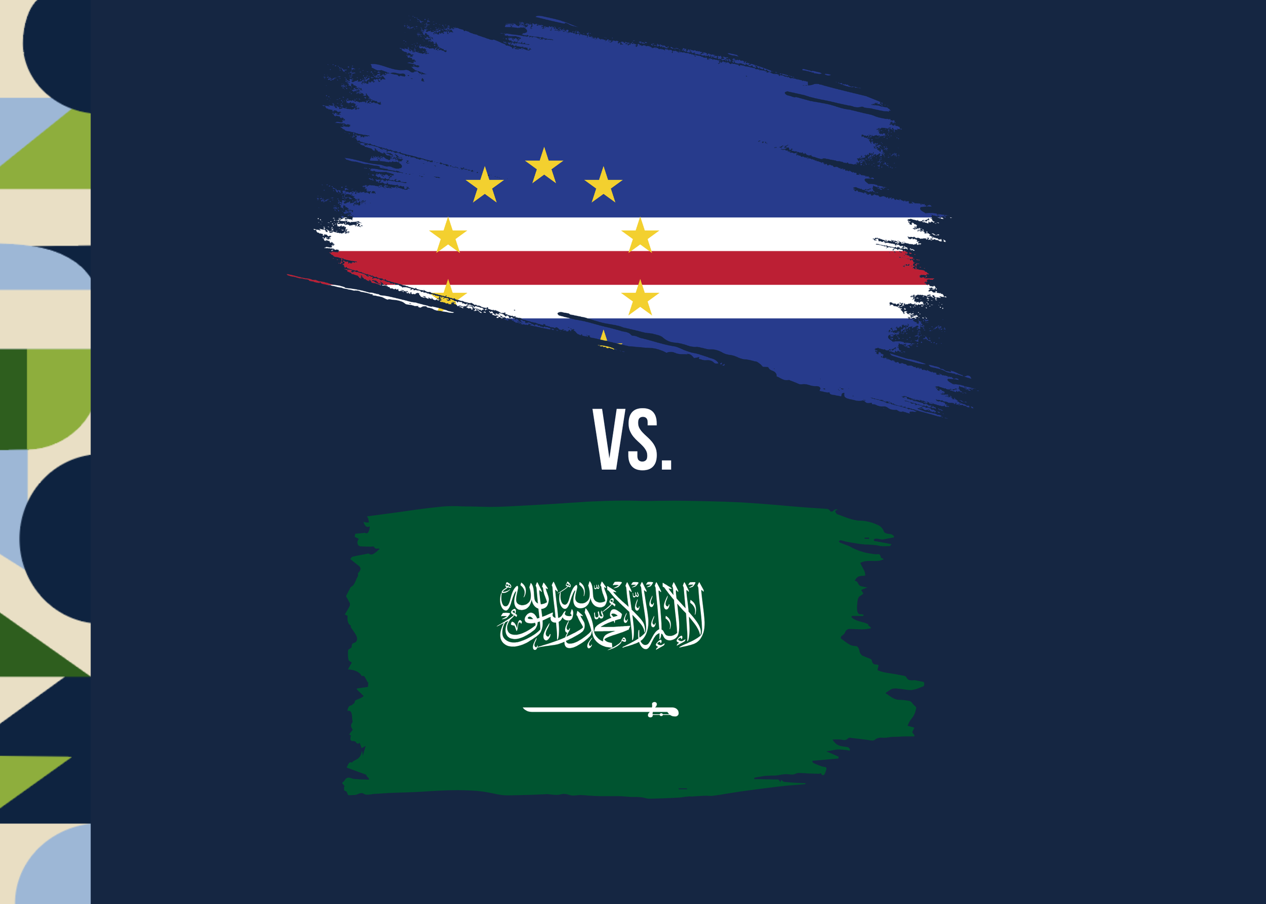 Comparison of the flags of the United States, Saudi Arabia, and Mozambique, with the US flag at the top, the Saudi Arabian flag at the bottom, and the Mozambique flag on the left side.