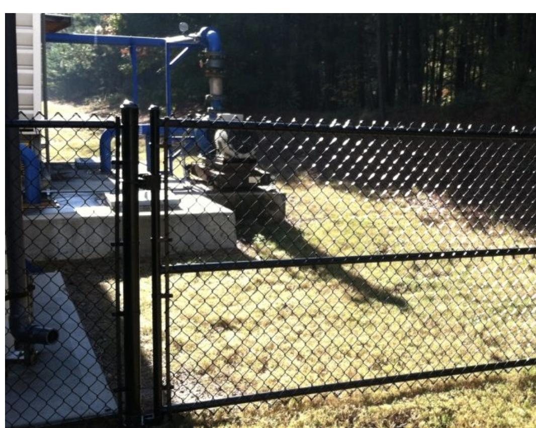 12′ wide Black Chain-Link Swing Gate