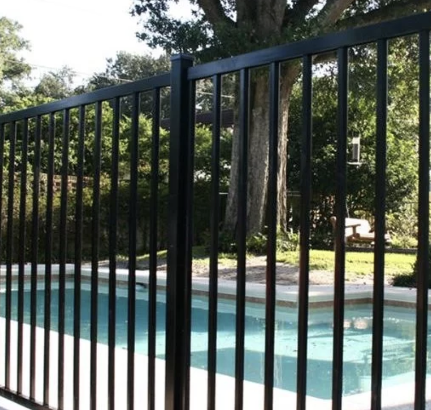 2-Rail Residential Aluminum Flat Top Flush Bottom “Alamo” Style Fence