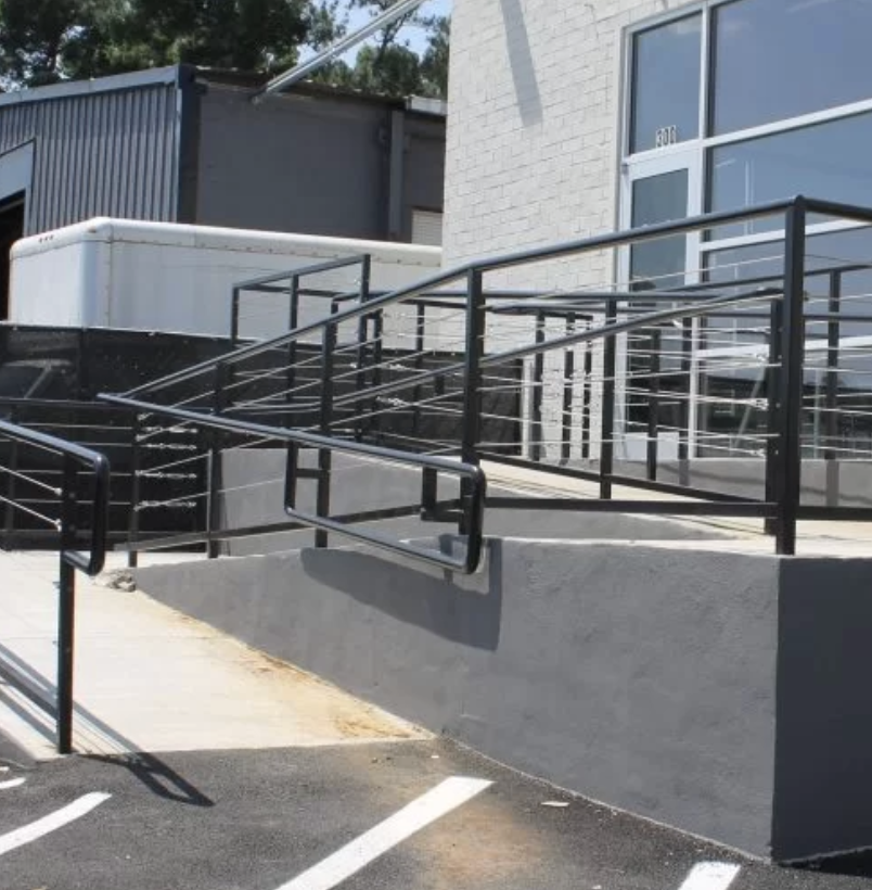 Custom Steel Handicap Railing w/ Stainless Steel Cable