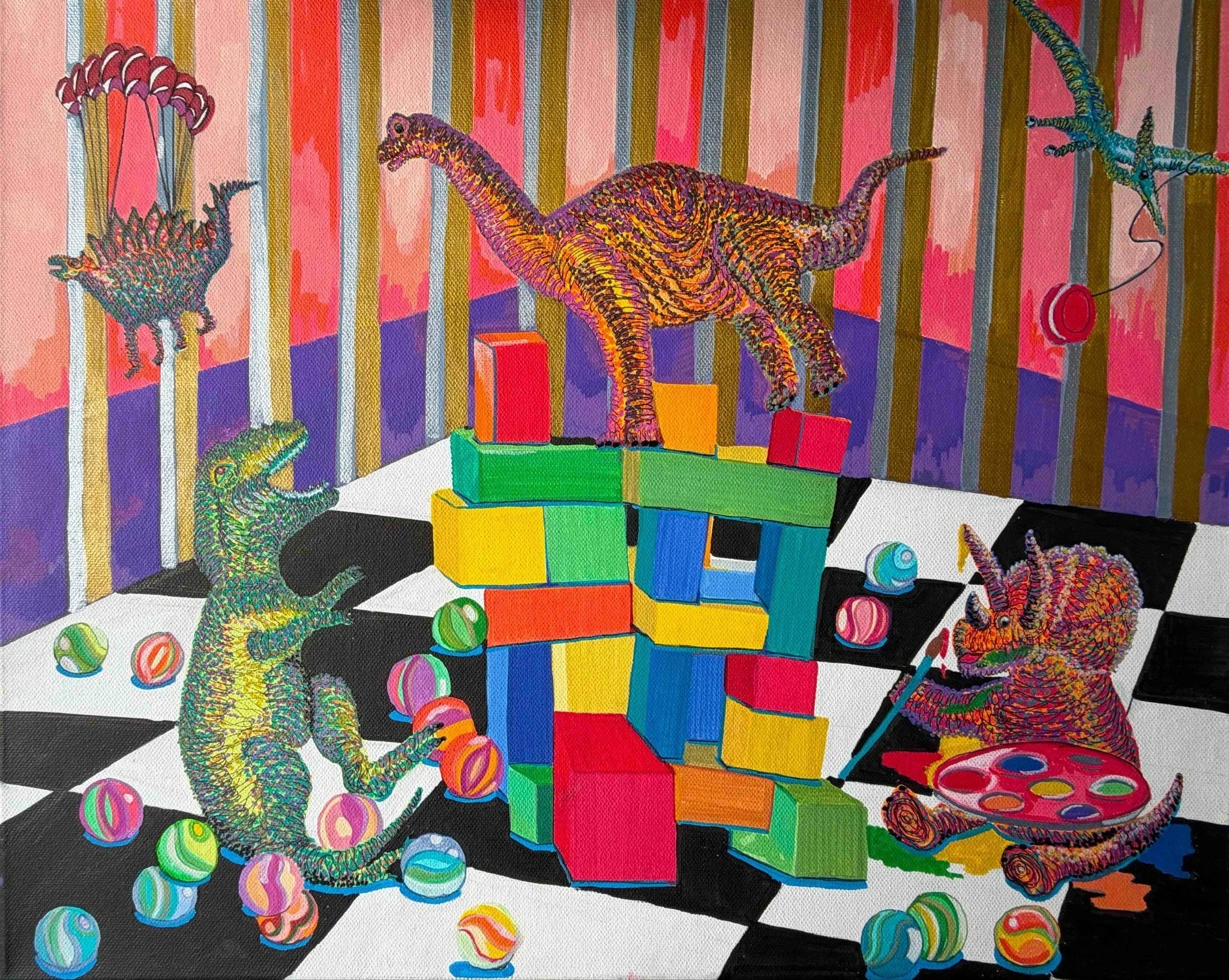 Mesozoic Mayhem    Acrylic on Canvas   60cm x 50cm    £300