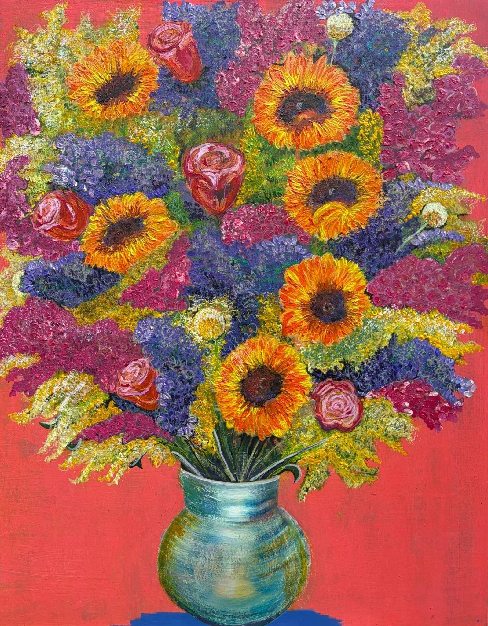 Tournesols, (Sunflowers)   Acrylic on Canvas    60cm x 75cm    £500