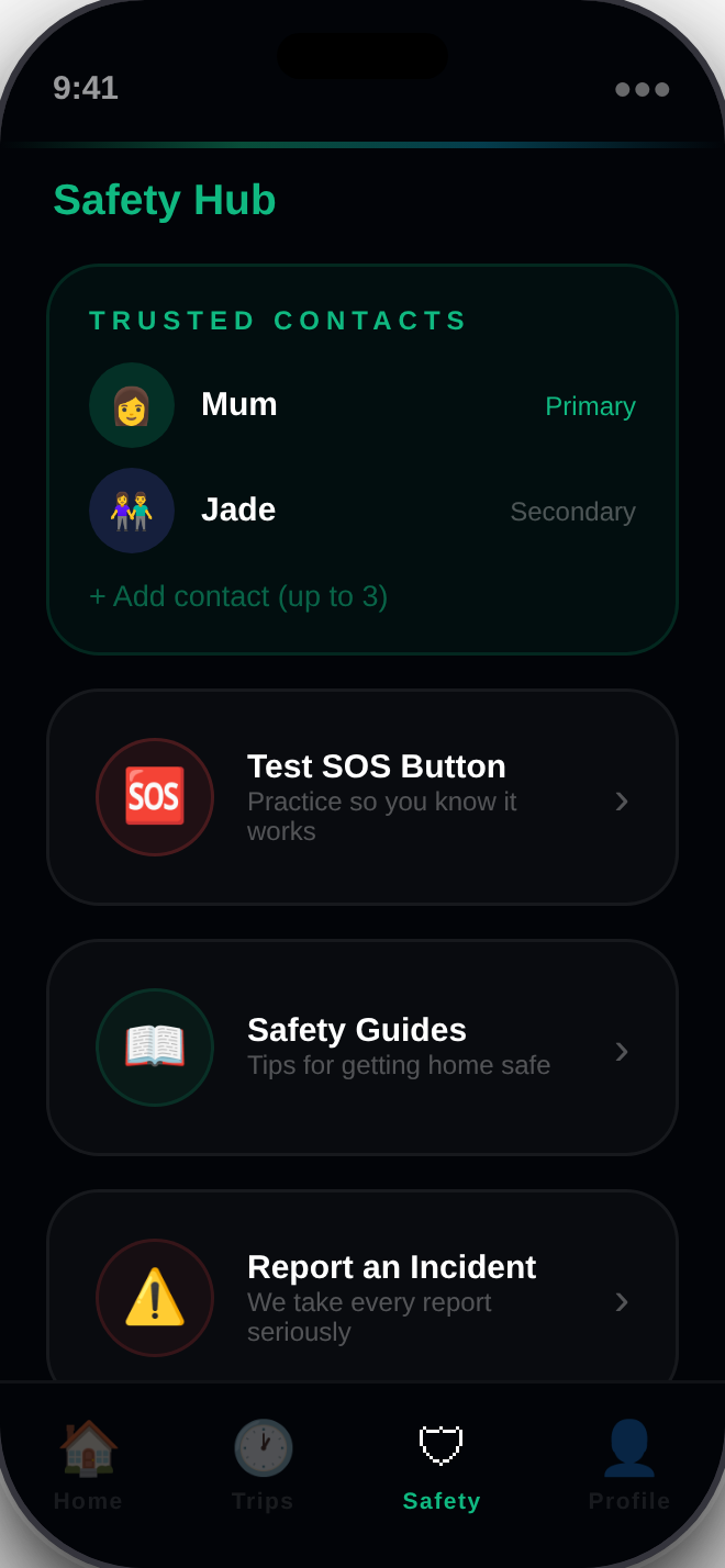 HALO Safety Hub screen