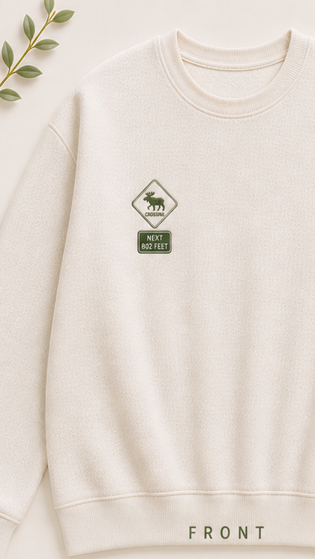 Moose Crossing - Embroidered Crewneck Sweatshirt