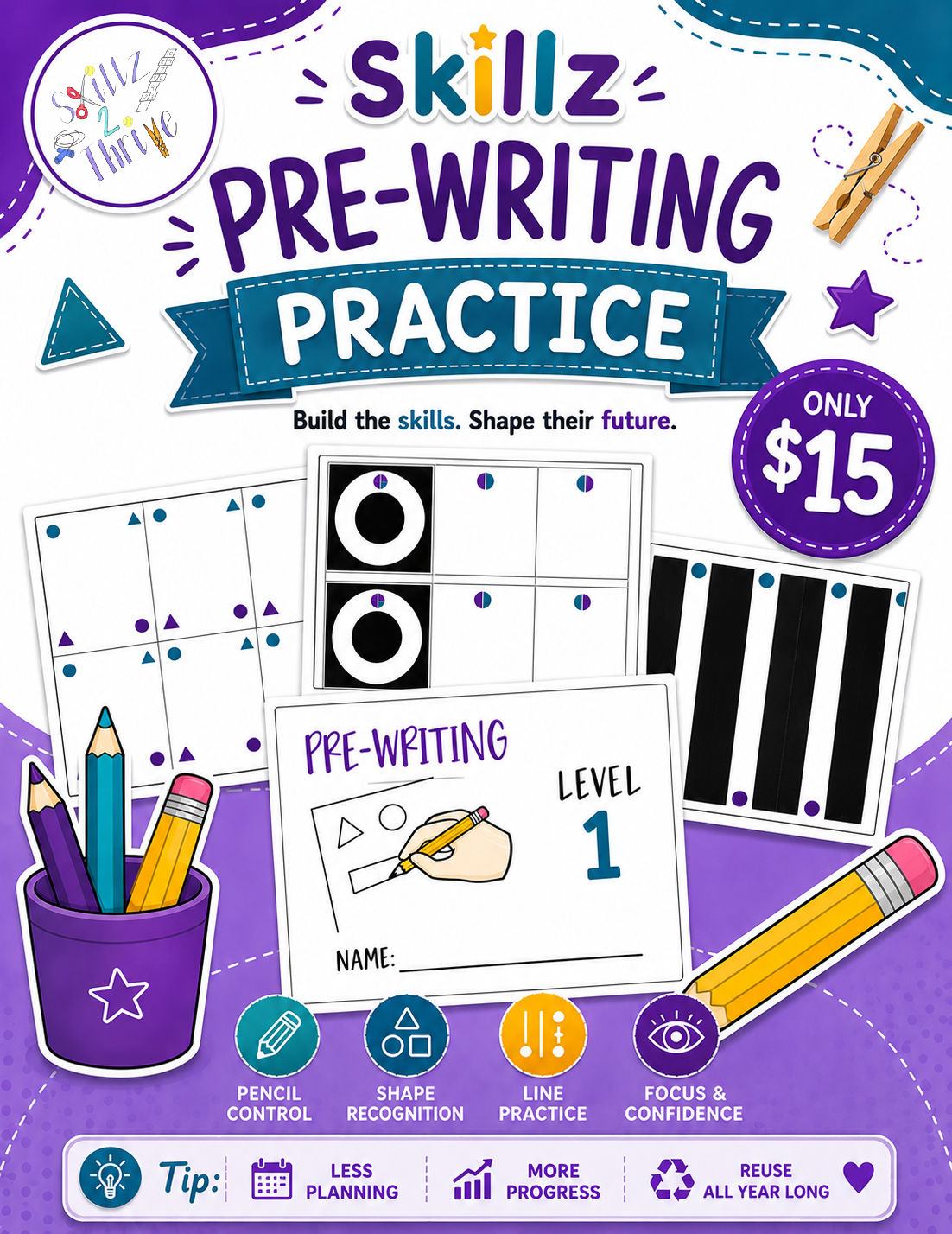 Leveled Pre-Writing Pages: For 4 different ability levels