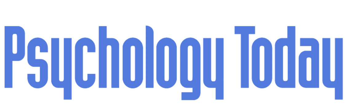 Text image with the words 'Psychology Today' in large blue letters on a white background.