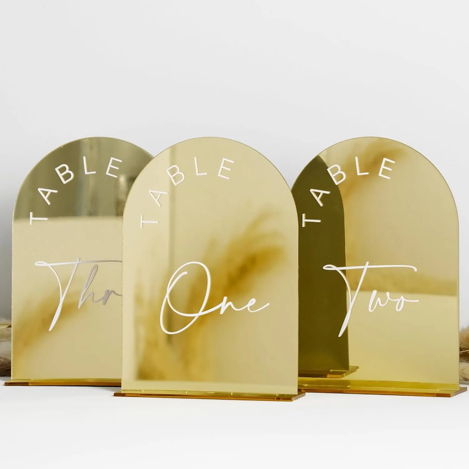 Rental Gold Arch Table Sign with White Font (1-30)