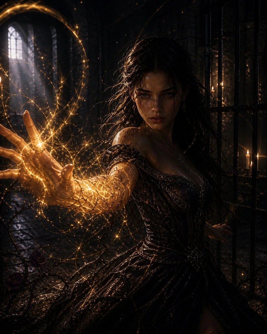 Dark romantasy heroine inspired by Elara Veyne from A Crown of Thorned Fate by K.C. Hawthorne