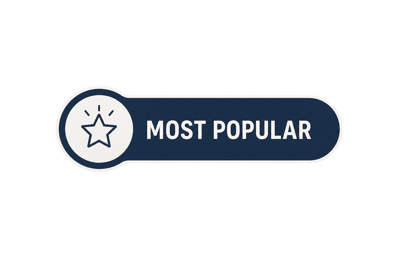 Badge or label with a star icon and the text 'Most Popular' in bold white letters on a dark background.