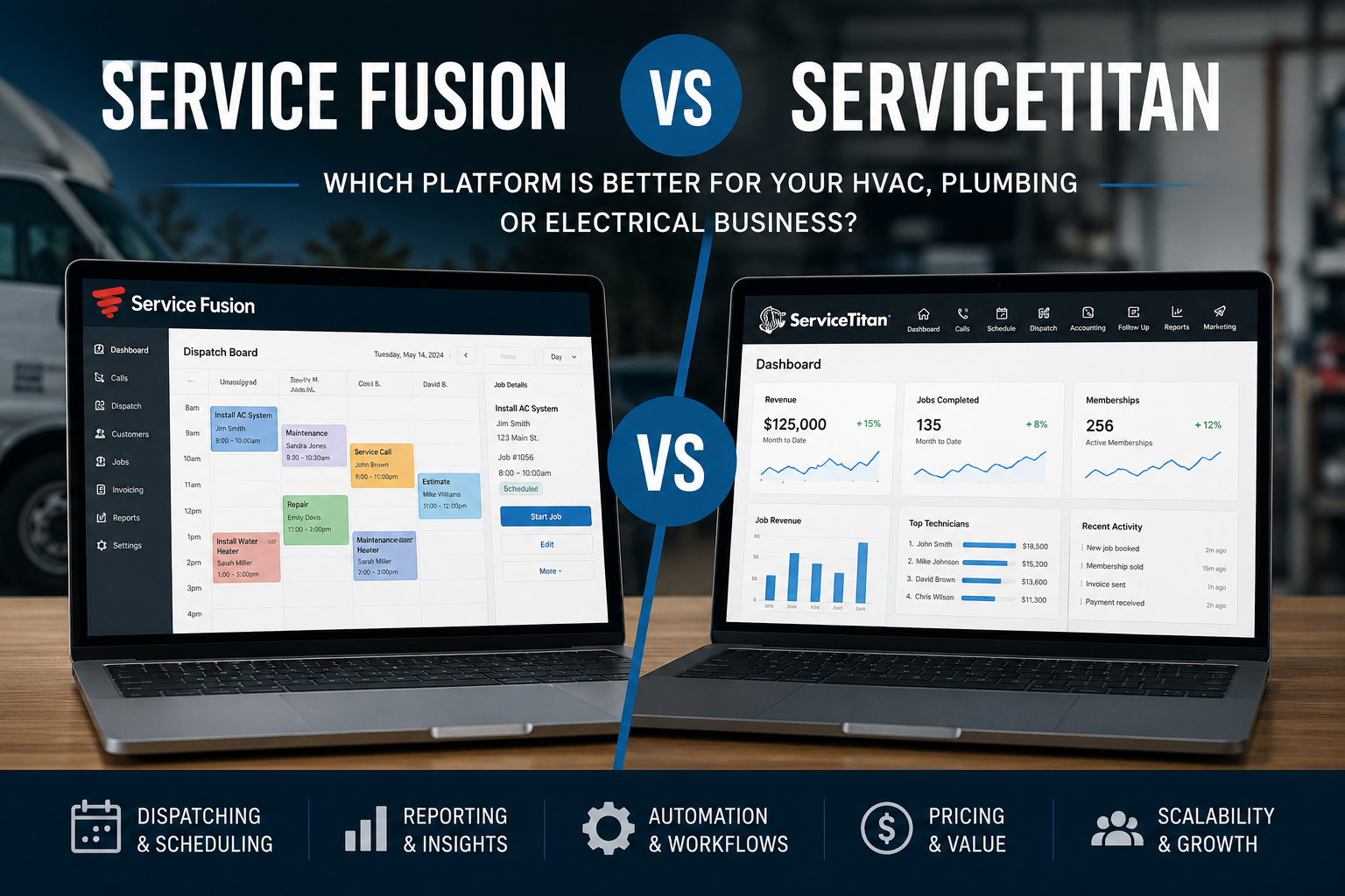 Service Fusion vs ServiceTitan: Which Is Better for HVAC, Plumbing, and Electrical Contractors?