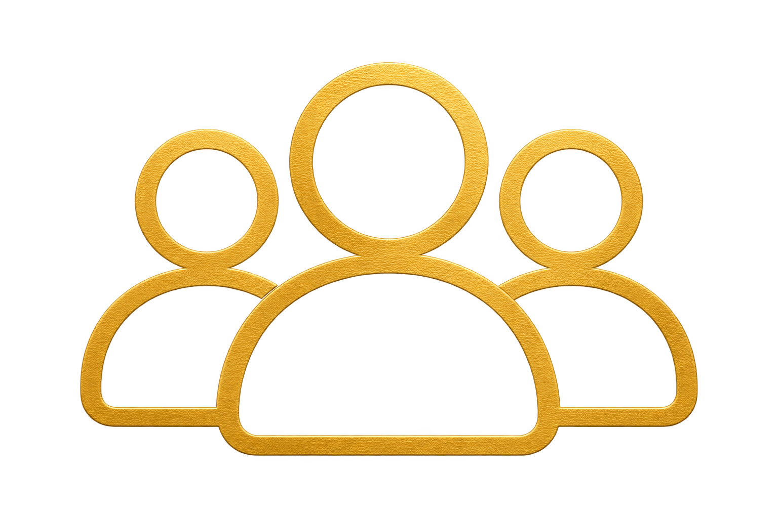 Gold-colored icon of multiple people, representing a group or community.