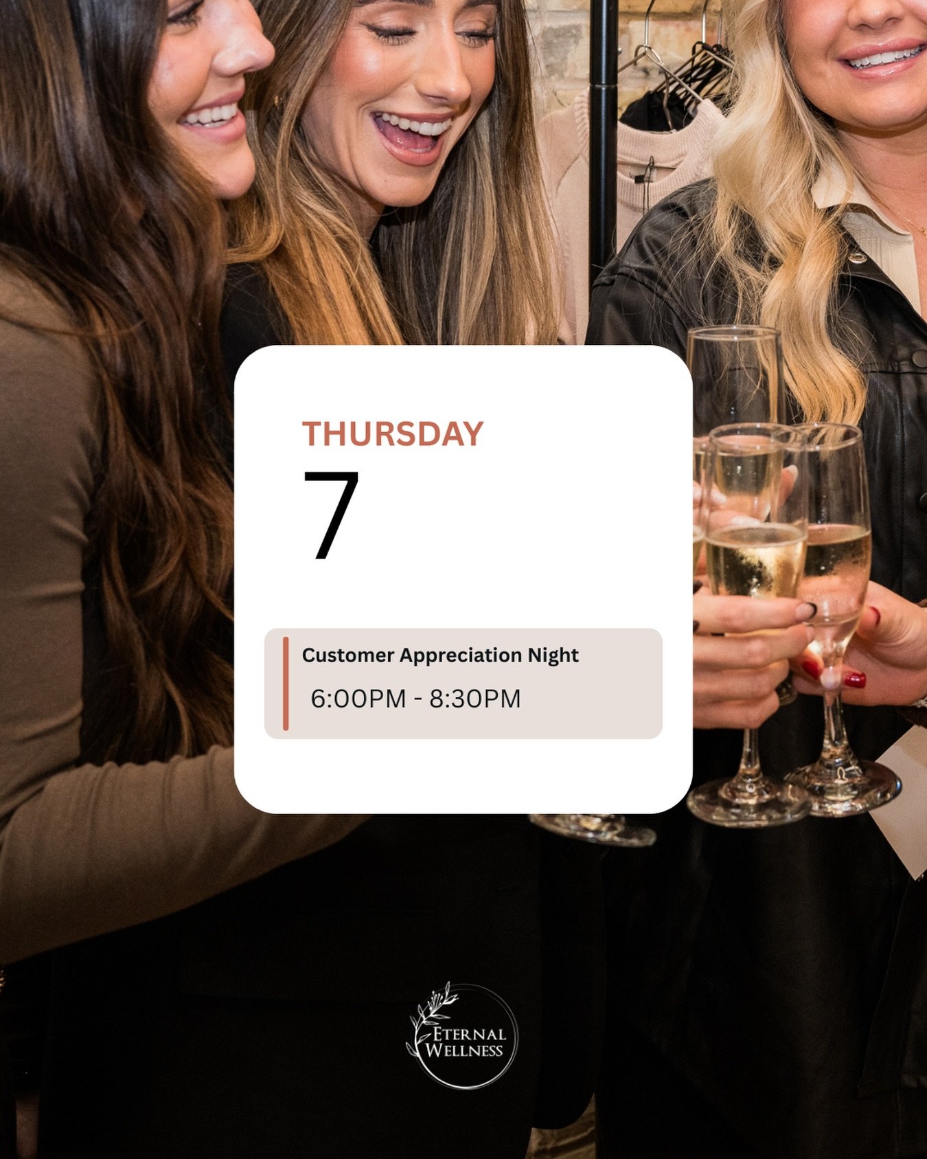 ✨ YOU&rsquo;RE INVITED ✨

RSVP by calling us at 231-252-4474, open to the first 100 guests🥂 💋 

Mark your calendars for May 7th &mdash; Join us for our Customer Appreciation Night! An elevated evening of beauty, wellness and exclusive perks you won