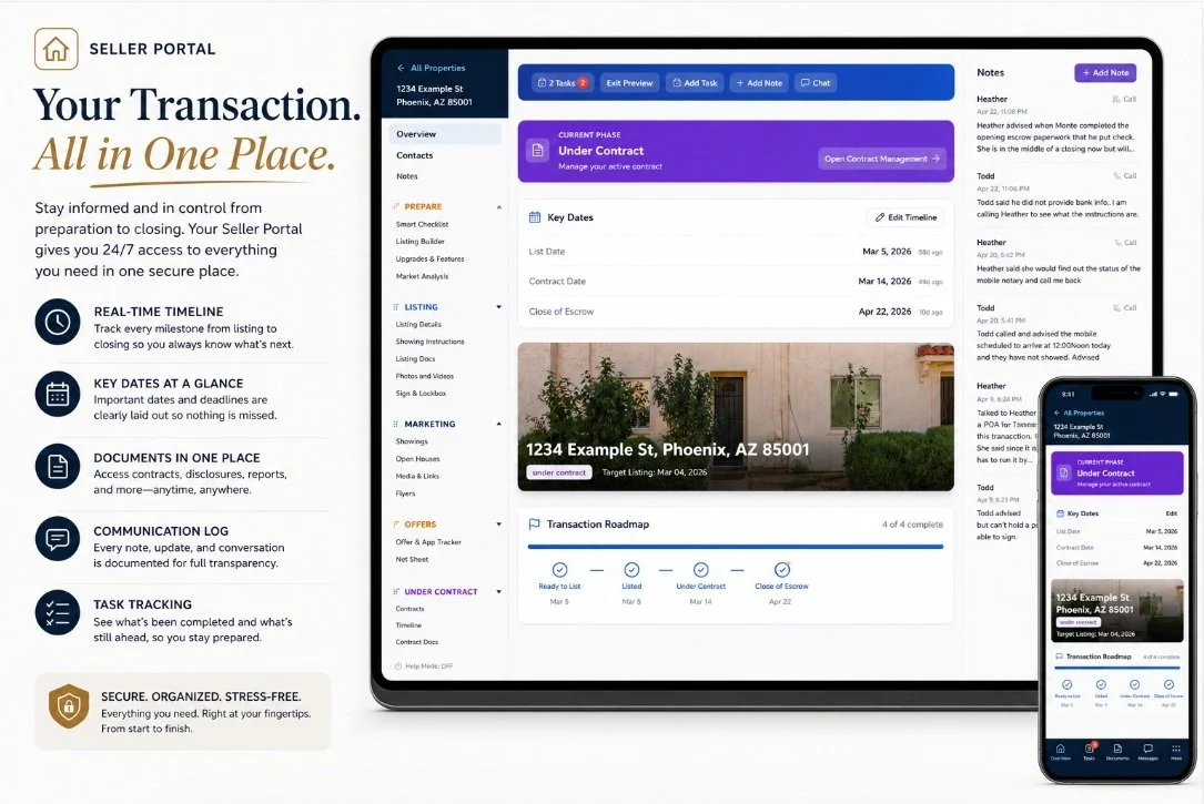 real estate client portal dashboard timeline documents