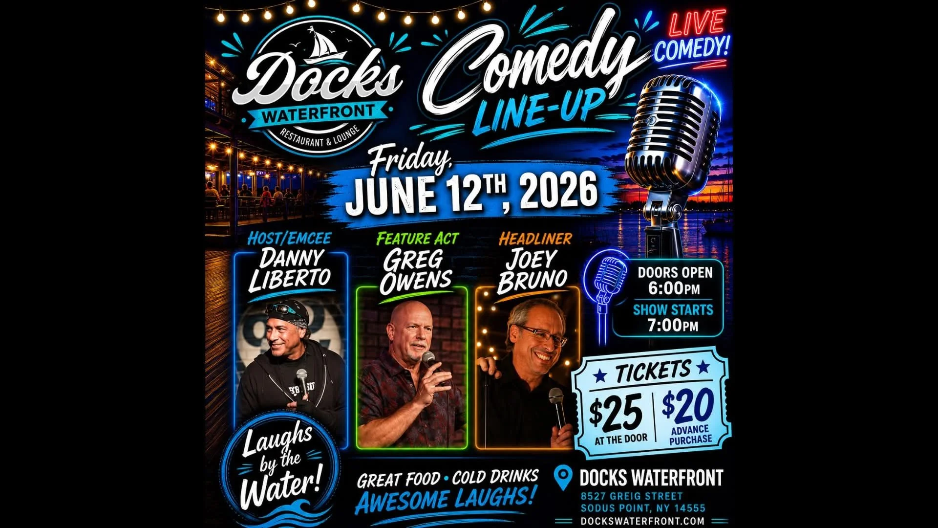 Laughs by the Water At Dock's Waterfront