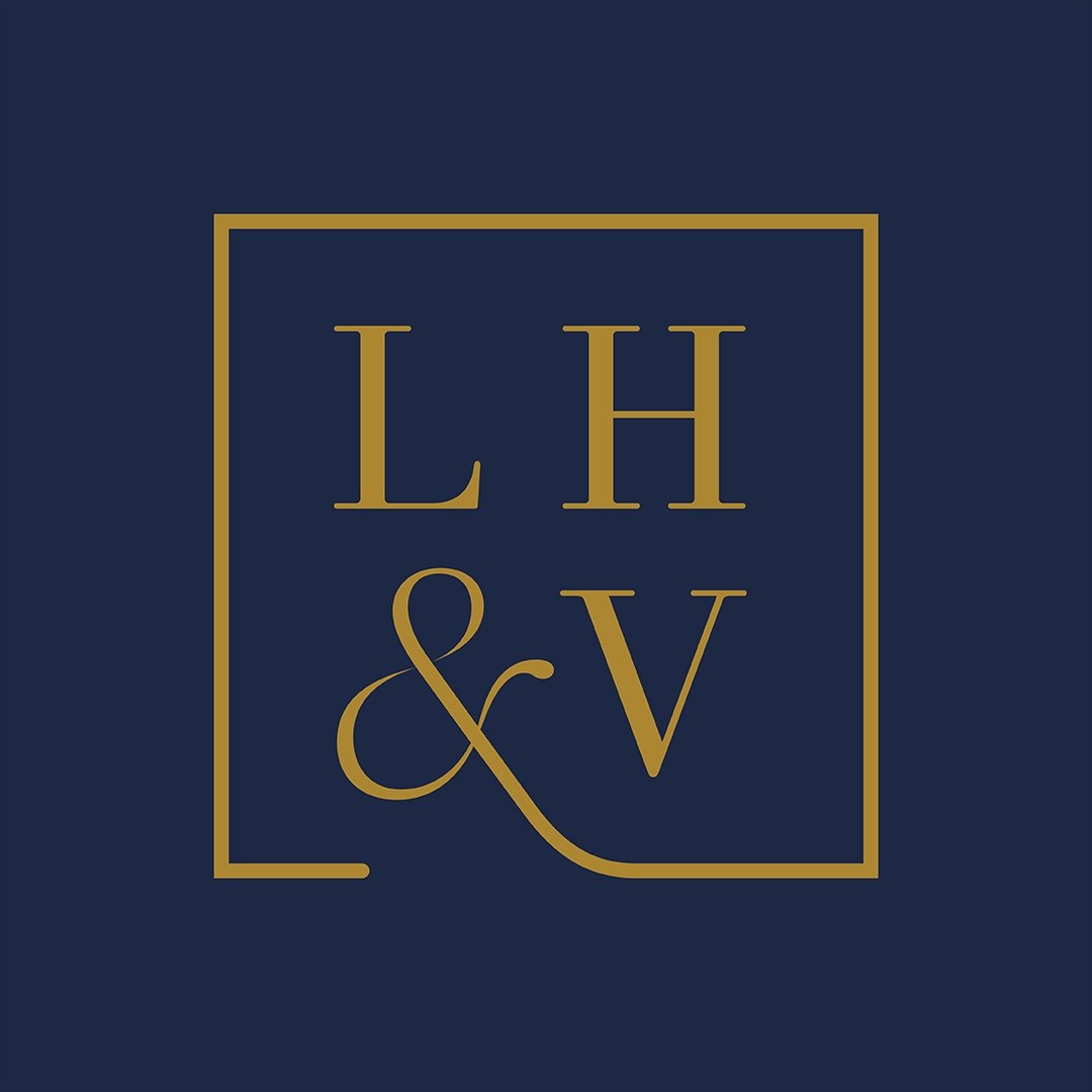 Dark blue background with a gold square outline and gold letters 'L', 'H', 'V', and an ampersand inside.
Lošinj Hotels and Villas Logo, the largest firm on the island of Lošinj. Luxury hotels and villas as well as 4-star hotels and camps.