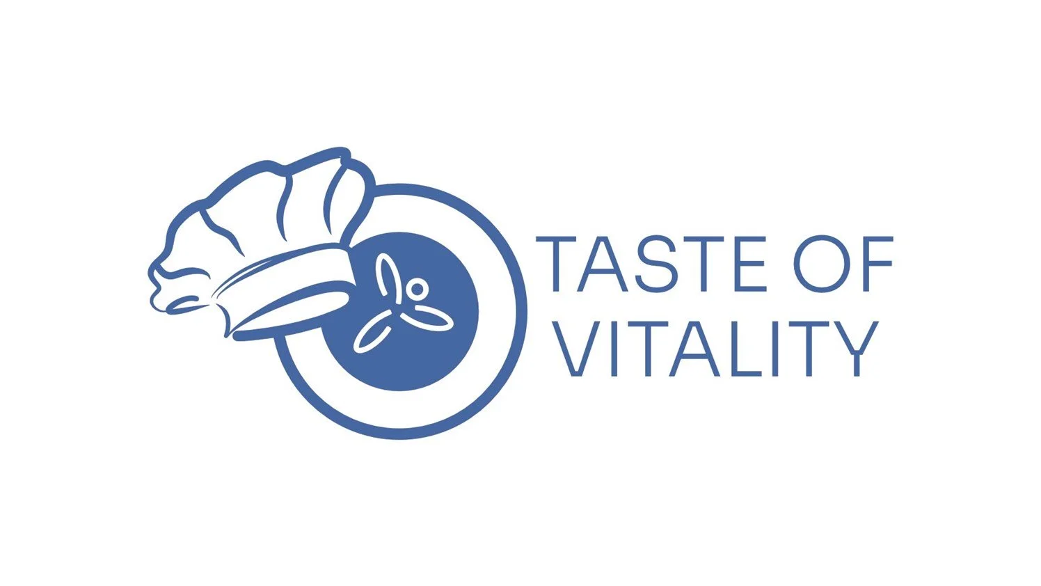 Logo with lemon slice, ginger root, and a butterfly, alongside the text "Taste of Vitality".