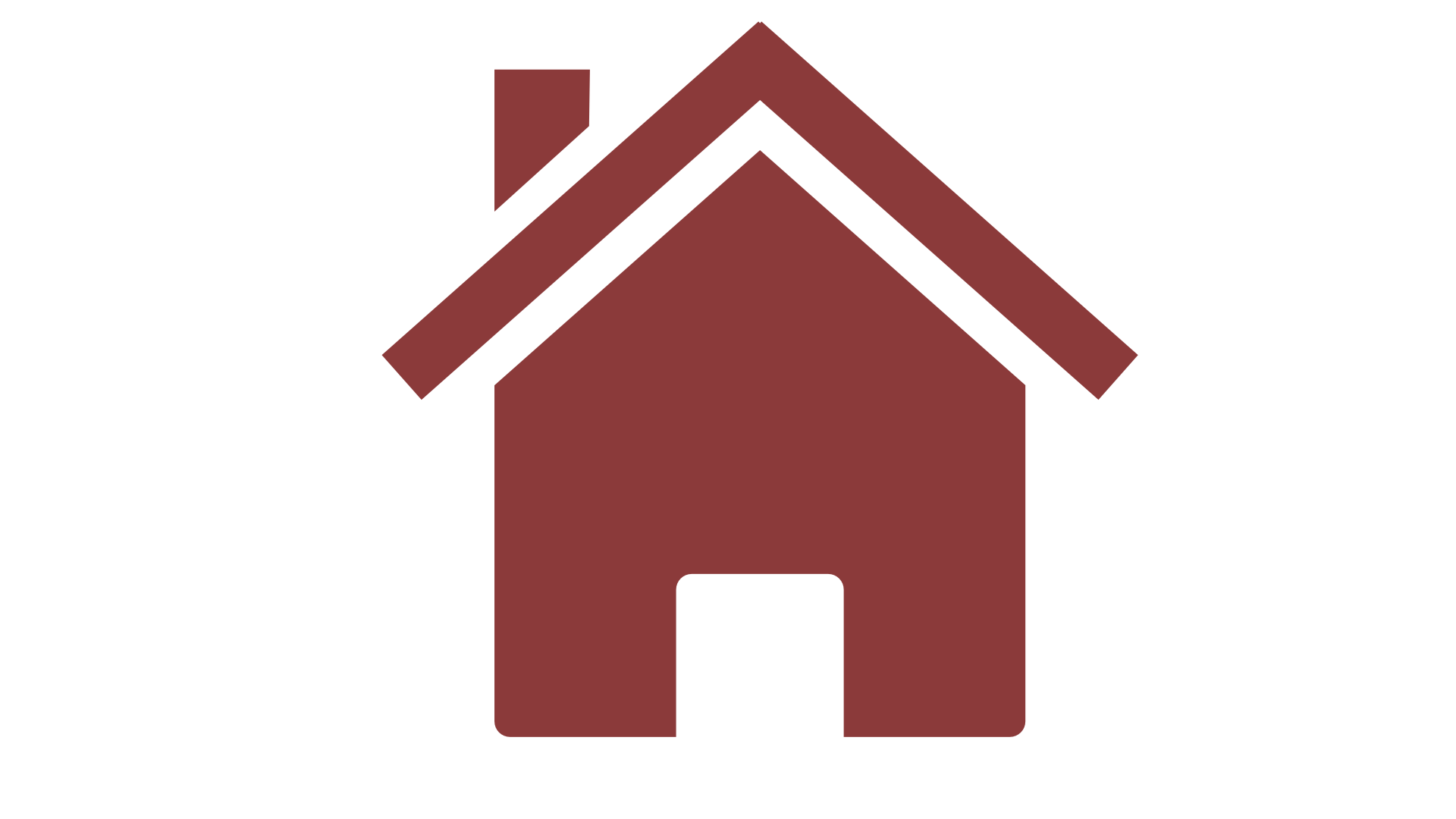 Simple icon of a house with a chimney, in reddish-brown color.