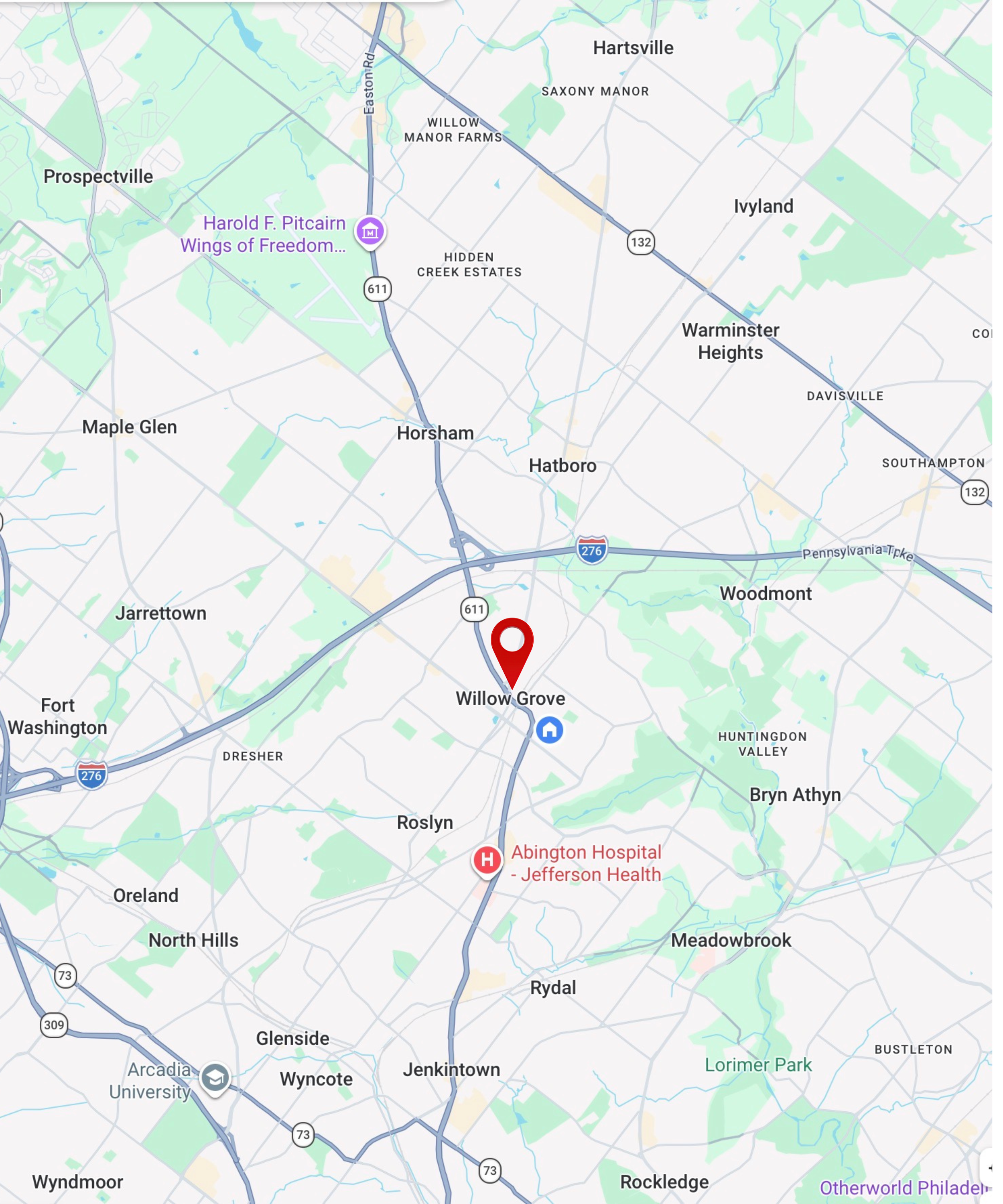 JWD Contractors service area map Willow Grove PA and surrounding areas
