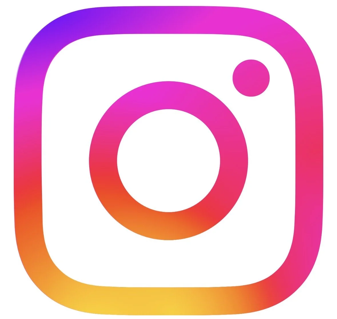 Instagram logo with a gradient of purple, pink, orange, and yellow.