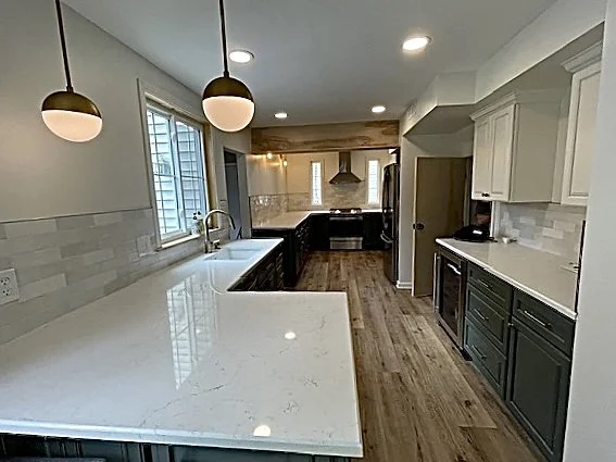 JWD Contractors turned a narrow galley kitchen into a long and bright galley kitchen remodel in Willow Grove, PA.