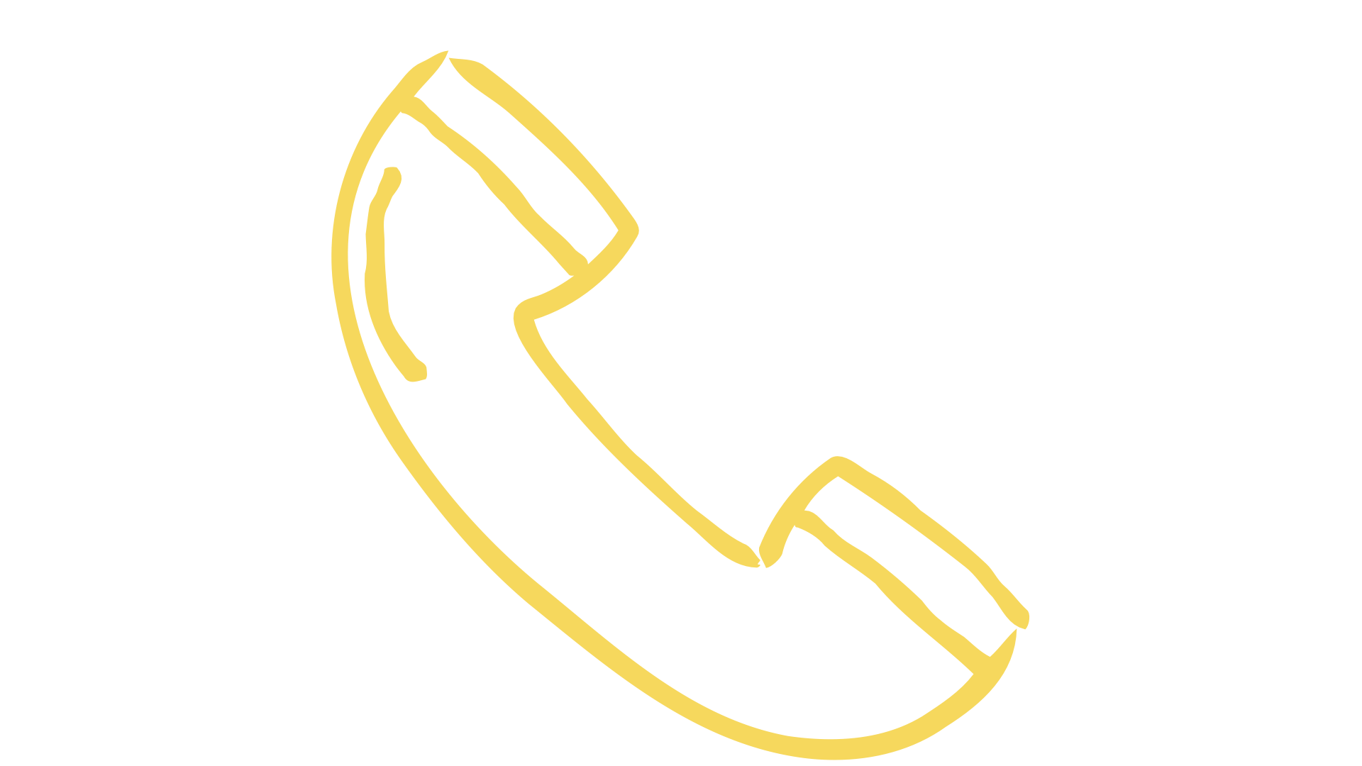 A yellow outline of an icon that resembles a vintage telephone receiver in beige on a black background.