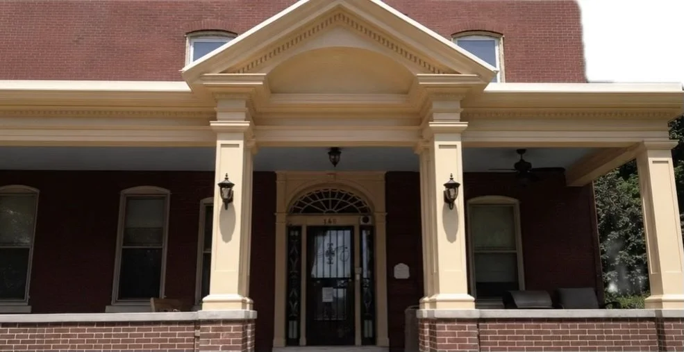 JWD Contractors restored from porch in Doylestown, PA with rebuilt columns, trim, cornice details, and architectural woodwork.