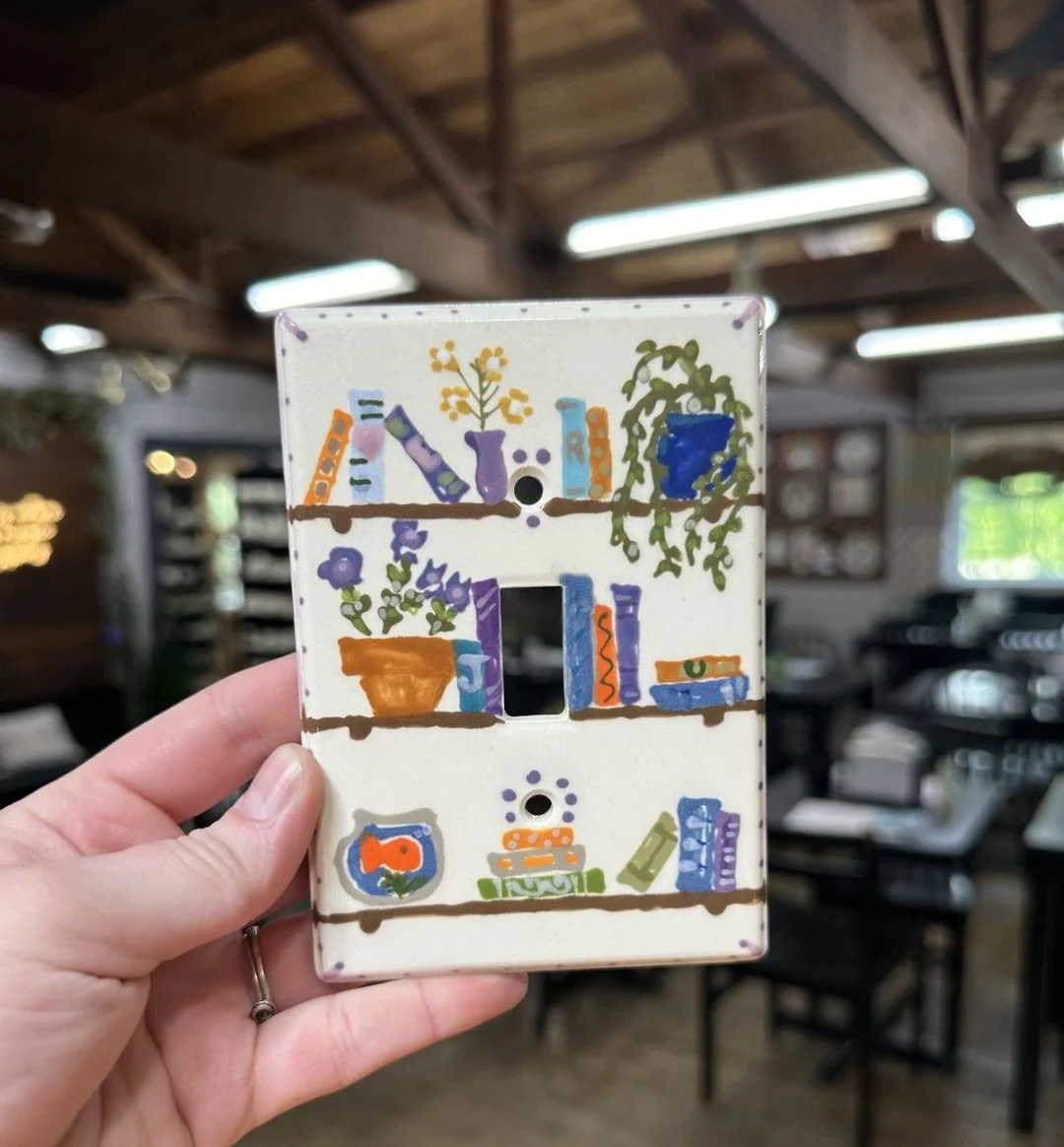 The perfect renter-friendly upgrade to any room = a custom switch plate hand painted by YOU! 

We have a bunch of different switch plates and outlet covers to fit whichever room in your house needs a little something special 🎨

#potteryfinds #pyop #