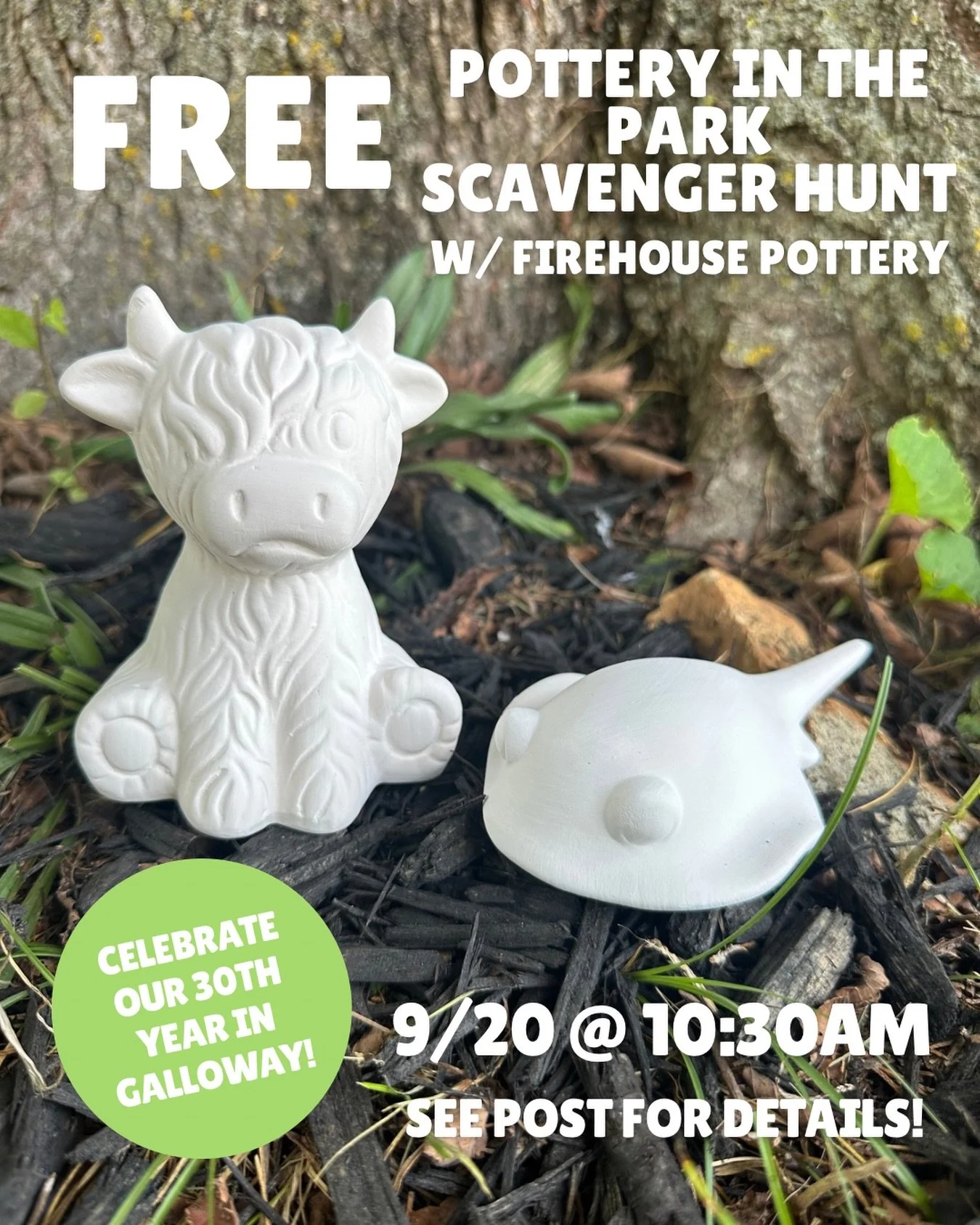 We&rsquo;re going all out for our 30th birthday, and for the first time ever we&rsquo;re doing a scavenger hunt in the park for FREE pottery 😍🎨🥳

We&rsquo;re hiding over 100 pieces of pottery around Sequiota Park and Nathanael Greene Park. Find a 