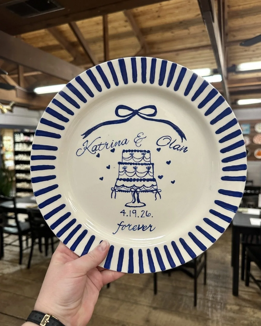 This is your sign to paint yourself a wedding plate (or paint one for a couple you love that&rsquo;s getting married soon) 💍🎨

We have tracing paper, stamps, and markers to help you plan out your design, so you don&rsquo;t need to know how to draw 