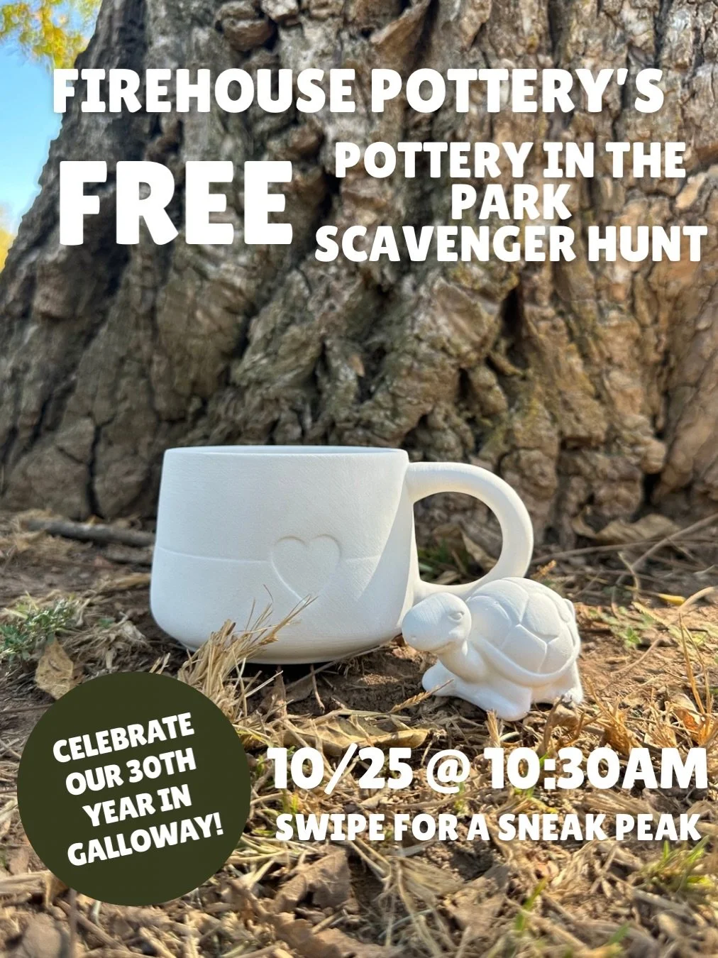 A sneak peak at a few of the over 100 pieces of FREE pottery we&rsquo;re hiding in the park this weekend! 

The hunt begins at 10:30am on SUNDAY 10/25 at Nathanael Greene and Sequiota Park.

Please read some important info below if you plan on coming