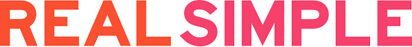 Text saying 'REAL SIMPLE' with 'REAL' in orange and 'SIMPLE' in pink.
