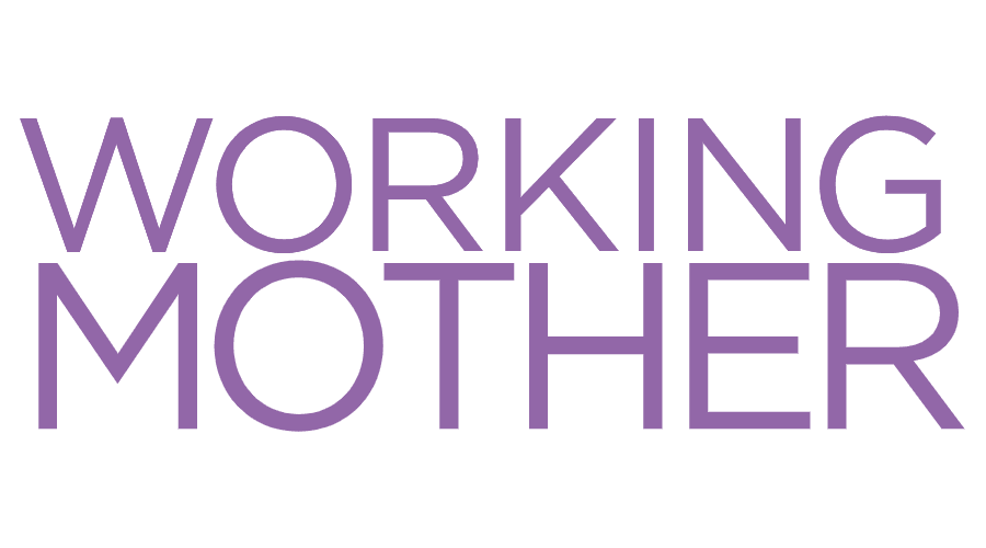 Text saying 'WORKING MOTHER' in purple letters on a white background.
