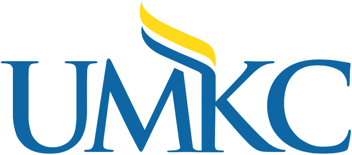 UMKC logo with stylized yellow and blue flame above the letters.