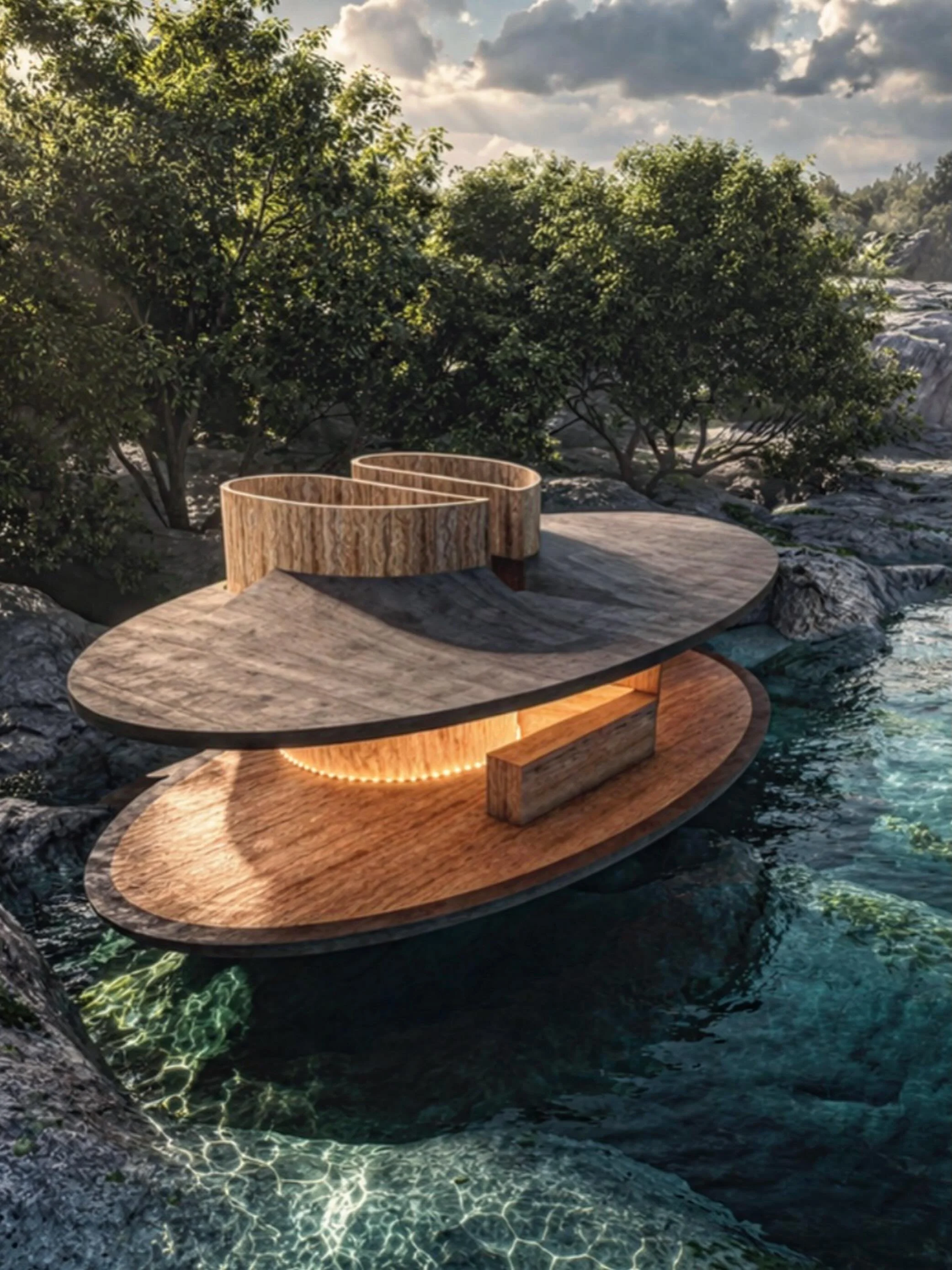 Floating Social area with Viewpoint // Exposed Concrete and Travertine // Northern Mexico // #architecture #concrete #structure #design #engineering